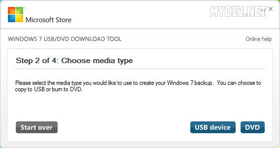 Выбираем USB-диск или DVD для записи образа WIndows