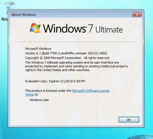 Windows 7 Build 7700.0.100122-1900