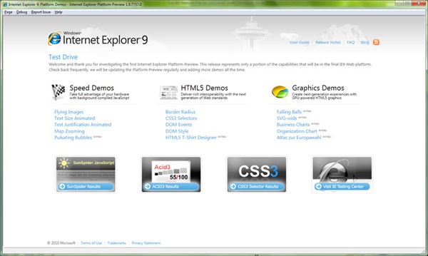 Preview Internet Explorer 9