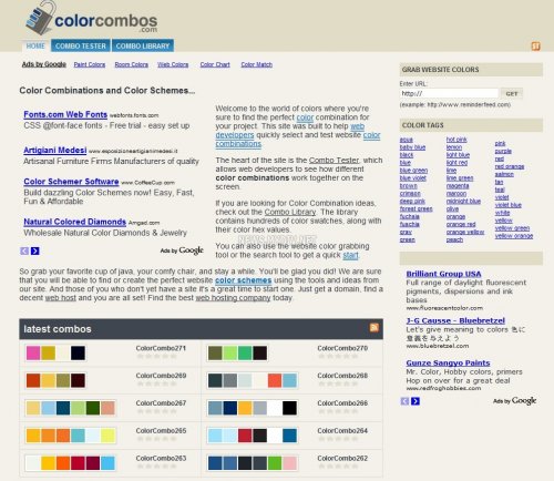 Главная страница сайта ColorCombos