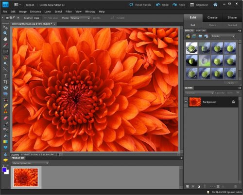 Окно программы Adobe Photoshop Elements 9